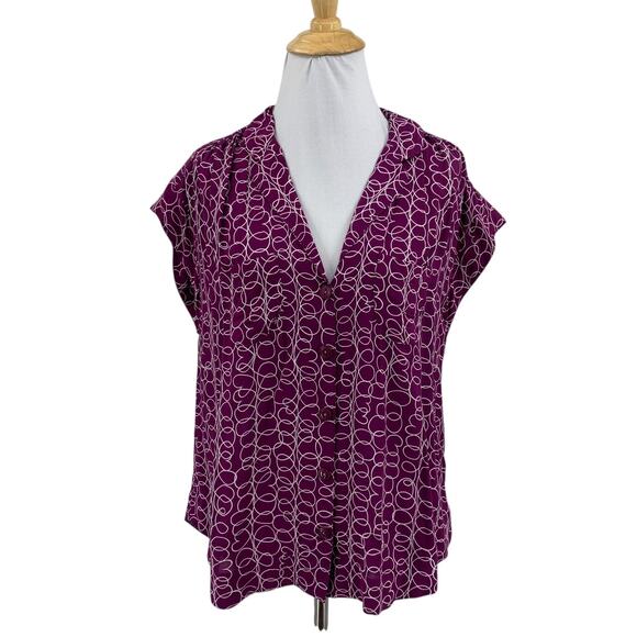 Maeve Blouse Womens S Small Raffine Cap Sleeve Button Front Pocket Curved Hem - Picture 1 of 13